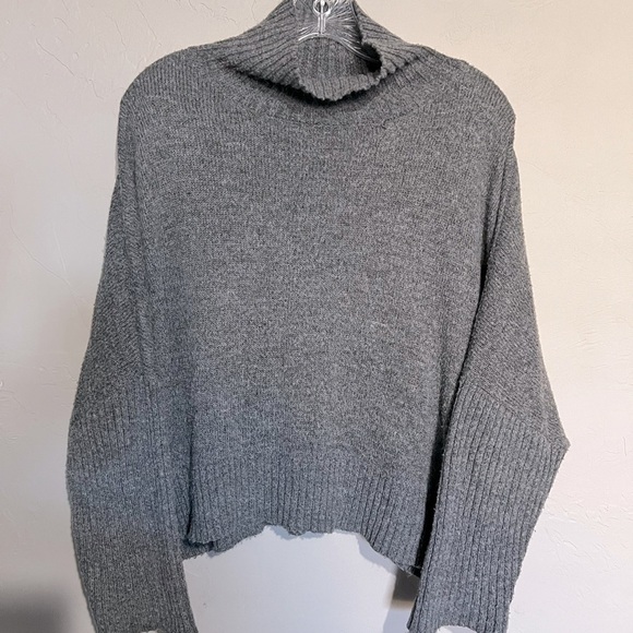 World Market Ribbed Knit Funnel Neck Boxy Sweater - Picture 2 of 6